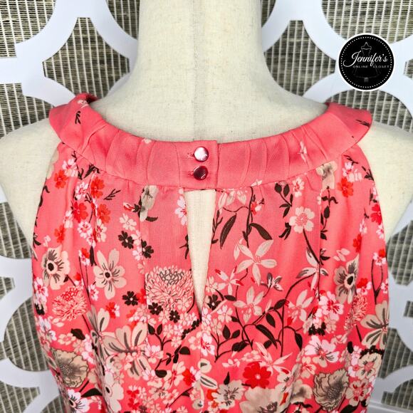 Rabbitt Rabbit Rabbit Designs Coral Floral Keyhole Chiffon Maxi Dress Size 12 - Picture 10 of 16